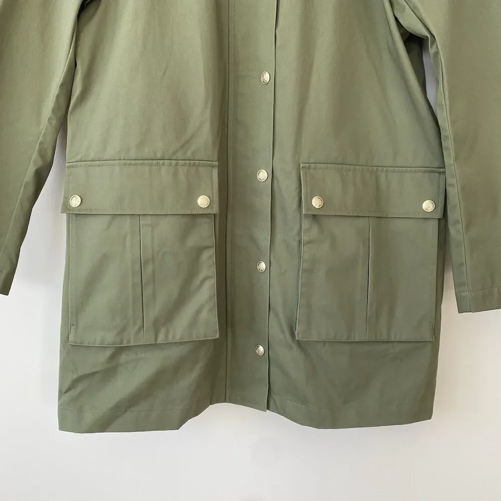 NWT J. Crew Heritage Barn Jacket Green Waxed Canvas Twill Womens S Chore Coat - Picture 6 of 16